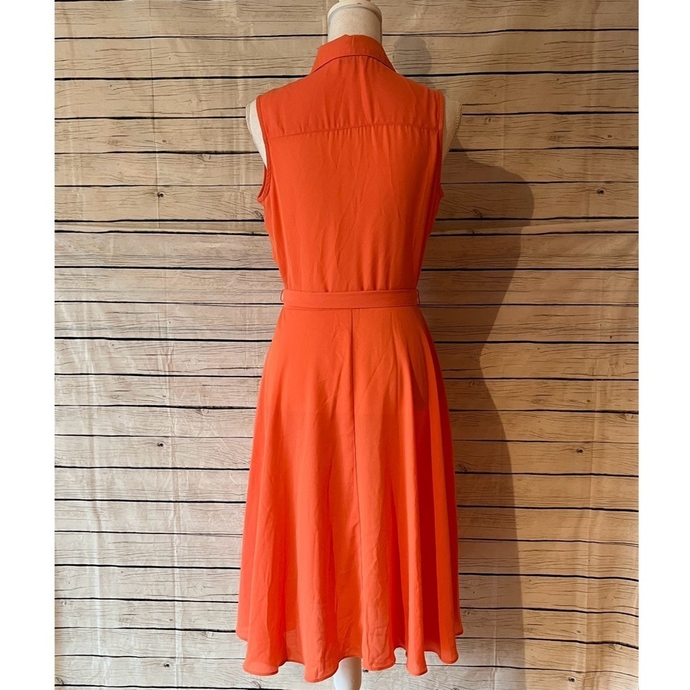 Nanette Lepore Coral Pleat & Button Front Belted Dress Size 2 - Picture 7 of 9